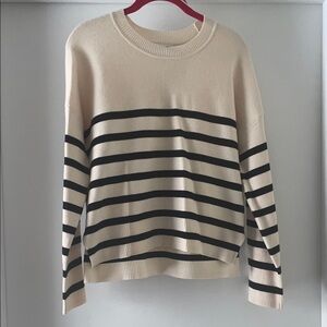 For The Republic Beige and Black Striped Sweater